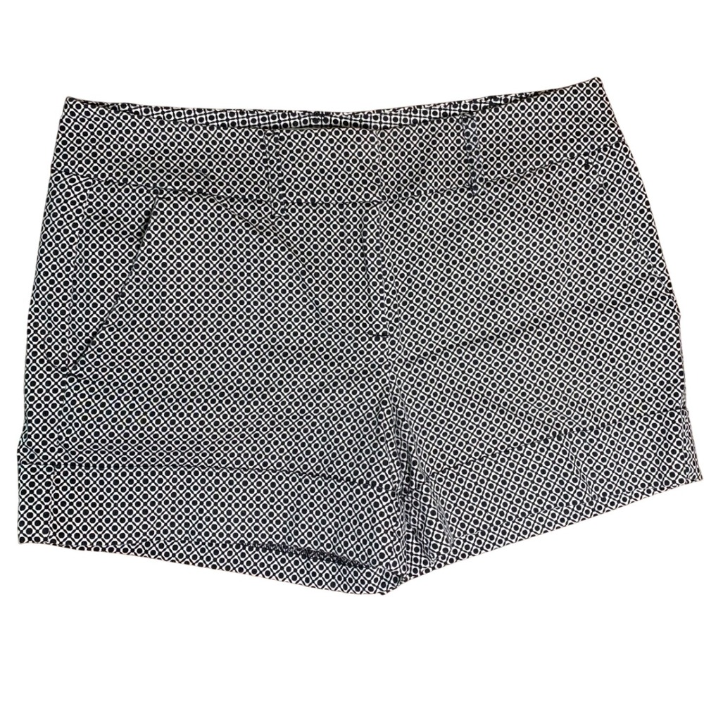 New York & Company‎ Black White Geometric Print Cotton Stretch Shorts Womens 6